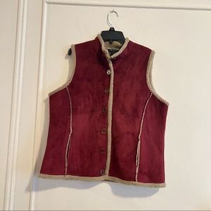 Boden Brown Faux Suede Sherpa Lined Vest size Large